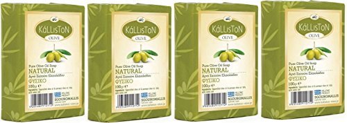 4x Olivenöl Seife Traditional 'Natural' von Kalliston aus Griechenland Kreta 100 gr Olivenölseife Olive Oil Soap