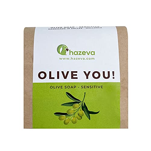 hazeva OLIVE YOU! feste Olivenseife rein biologische Seife im Kaltverfahren handgefertigt für jeden Hauttyp geeignet 90 Gramm zero waste