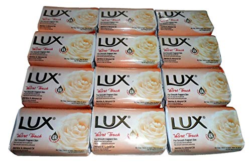 Lux Velvet Touch Seifenstäbchen für einen glatten Duft von Jasmin und Mandelöl, 80 g, 12 Stück