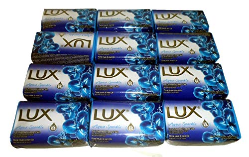 12 x Lux Aqua Sparkle duftende Seifenriegel mit floralem Moschus und Minzöl, 80 g