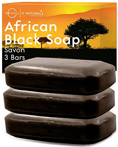 O Naturals 3x Afrikanische Schwarze Seife/African Black Soap 342g - Natürlich, 100% Vegan & Bio-Zutaten -Feuchtigkeitsspendende Afrikanische Seife Schwarz/Black African Soap Die Gegen Akne Hilft